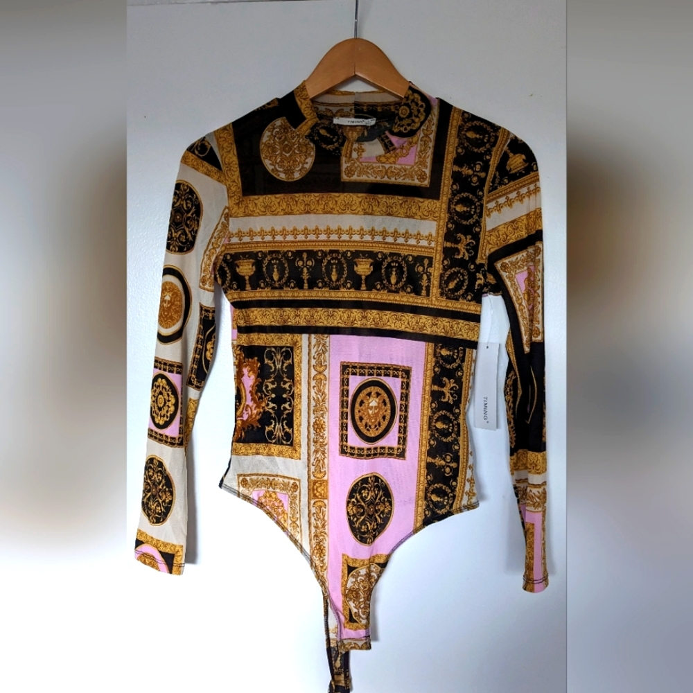 Bodysuit Long sleeve Round Neck Stretch
